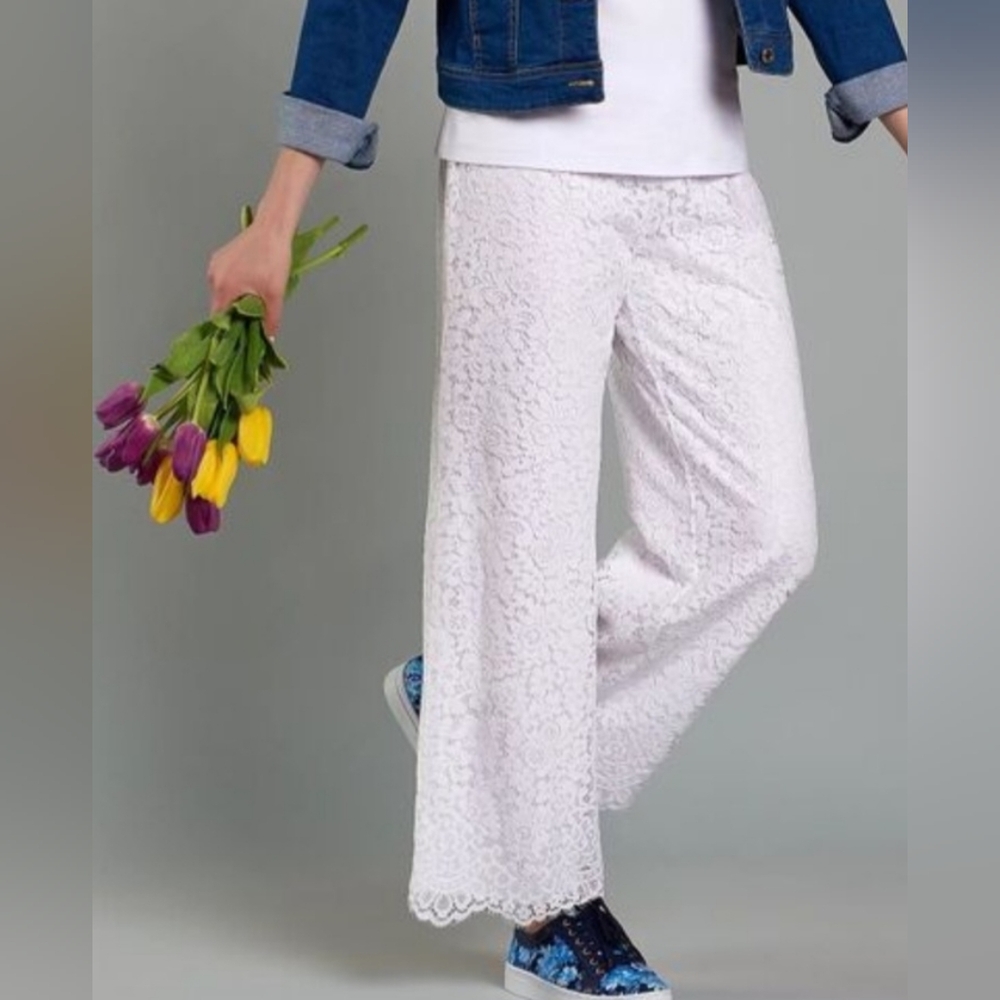 Isaac Mizrahi White Lace Pants